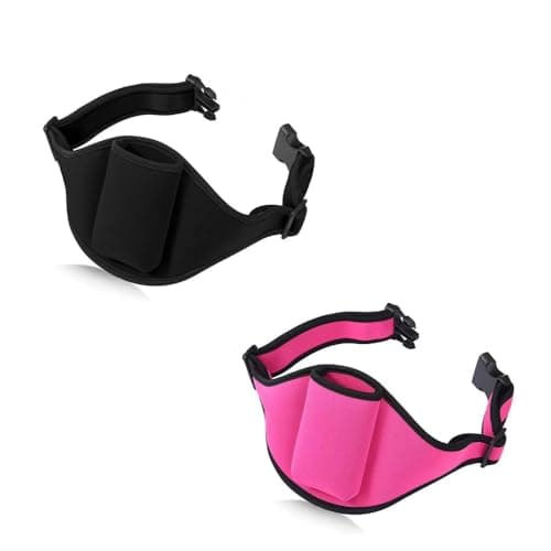 Naisfei 2 Pack Adjustable Microphone Belt, Microphone Holder, Bum Bag Carrying Strap for Wireless Vertical Mic Transmitter, for Fitness Teacher, Running Belt Bag, Speaker, Black and pink, standard