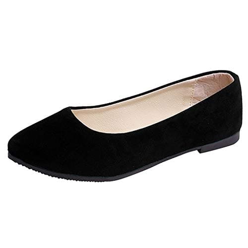 Women's Slip On Flat Walking Ballerina Shoes Casual Work Office Comfortable Cute Shoes Ladies Flat Pumps UK Size Slip On Loafers Ballet Ballerina Dolly Shoes Black, 7 UK