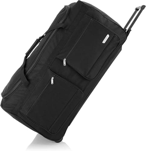 Flymax 40" XXL Extra Large Suitcase Lightweight Wheeled Duffle Bag Holdall Check in Luggage Travel Bag 3.9kg 185L Black