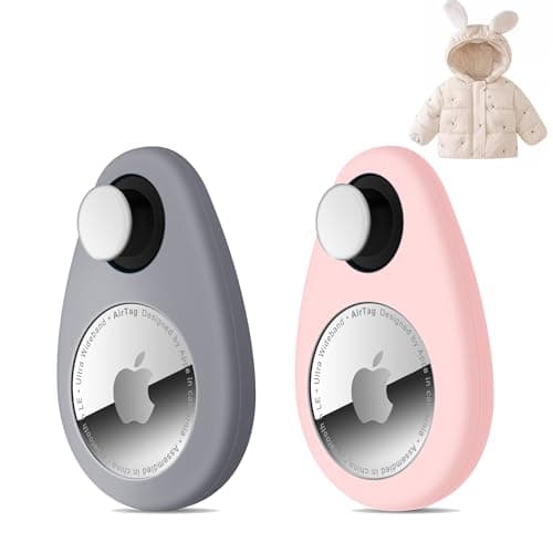 Lulaven for Airtag Holder for Kids Hidden 2 Pack GPS Tracker Case, Anti-Removal for Airtag Silicone Case with Pins, Suitable for Children, Elderly, Pets, Backpack, Luggage(Grey, Pink)