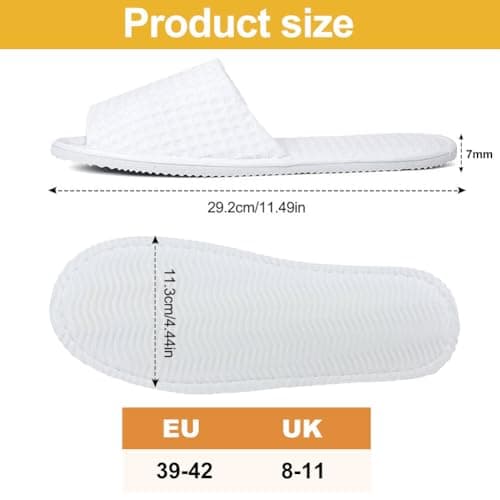 Cosysparks Open Toe Spa Slippers, Non-Disposable White Hotel Slippers Reusable Travel Slipper Bath Anti-Slip Indoor House Slipper for Guests Travel Home Hotel Use — view 4