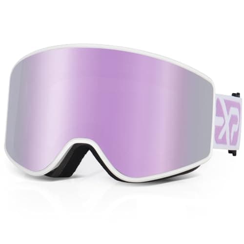 EXP VISION Parent-child Ski Goggles Set, Anti Fog Snow Goggles 100% UV Protection OTG Snowboard Glasses for Men, Women, Youth, kids (Adult Ski Goggles-Pail lilac)