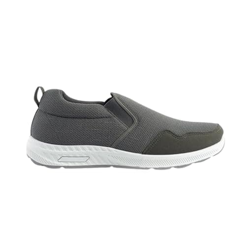 Dr Keller Mens Wide Fit Slip On Trainers Craig – Casual Comfort Shoes with Memory Foam Insole Lightweight Slip-On Sneakers Everyday Walking Footwear Grey 11