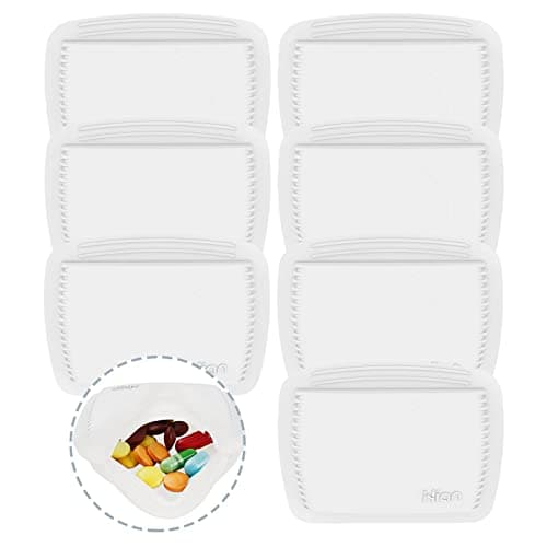 Small Pill Case Reusable Pocket Pill Case Portable Open Pill Pouch Silicone Small Pill Box for Organizing Medication, Pills, Vitamins, and Tablets for Travel (White) (7 Pieces)