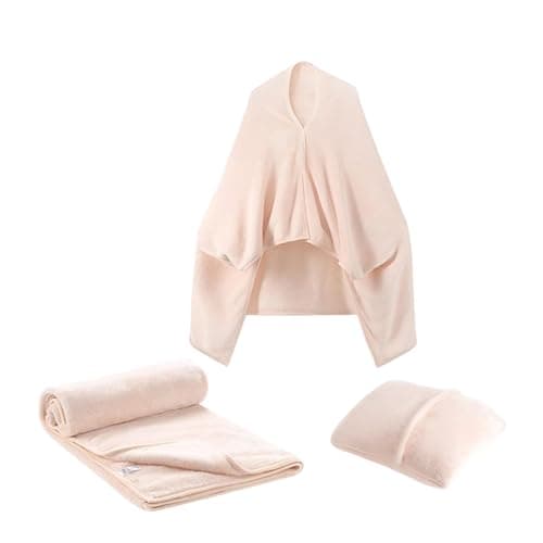 Travel Blanket Airplane | Compact Travel Blanket Pillow Combo - Wearable Adult Coat Poncho, Soft Flannel Airplane for Traveling