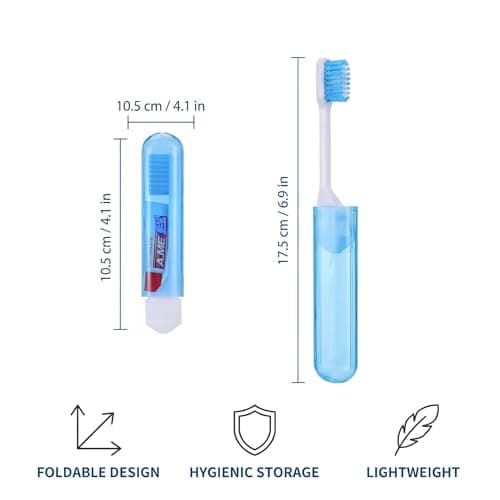 Travel Toothbrush and Toothpaste Set, 6 Folding Compact Toothbrushes with 6 Mini Toothpaste Tubes and Travel Bag, Portable Oral Care Kit for Flights, Work, Camping and Short Trips — view 2