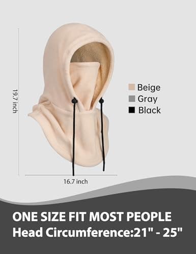 Supertrip Fleece Balaclava Ski Mask for Women Men Youth Beige — view 3