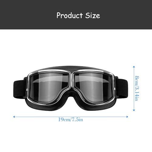 Rumyve PU Leather Goggles - Vintage Skiing & Motorcycle Riding Goggles, Anti-fog, Wind & UV Protection for Adults — view 2