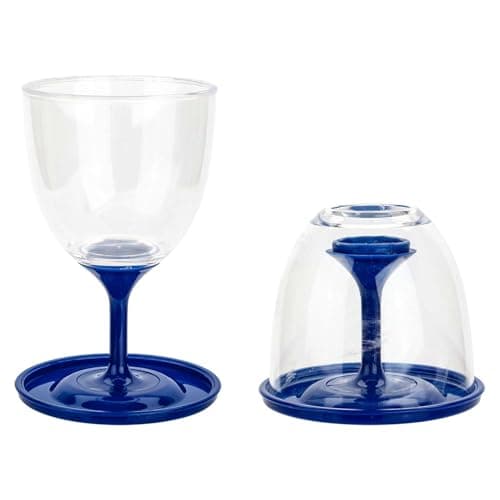 VFM e-Store - Collapsible Wine Glasses Pack Away - Camping, Travel Holiday Accessories for Summer - 9cm X 16cm- 10Oz / 285Ml Blue X 1 Pack Of 2