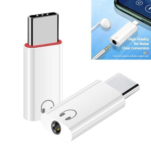 USB C Earphone Port Adapter for Daily Playback, Whitehead — view 2