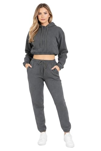 Bahob® Women’s Sportswear Set, 2 Pcs Women Tracksuit Hoodie Crop Top and Joggings Pants Leggings Yoga Gym Wear Tracksuits Activewear Set XS to XL (Large, WCTS-103-E) — view 6
