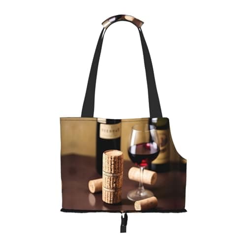 Soft Sided Collapsible Pet Travel Carrier for Medium Cats and Puppy, for Subway/Shopping/Hiking,Wine Cork Print — view 2