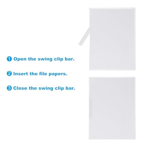 PATIKIL Plastic Folders with Mid-Side Swing Clip, 10 Pcs Report Folder Front Presentation Folders for A4 US Letter Size Paper Office Business Documents Resume, 12.2x9 Inch White — view 5