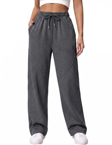 Litherday Womens Joggers Straight Leg High Waist Sweatpants with Drawstring