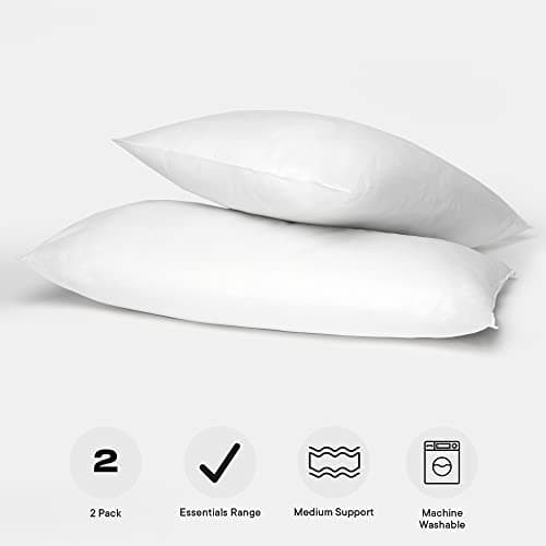Brentfords 2 Pack Soft Medium Firmness Pillows Twin Pack of Luxury Soft Hollow Fibre Filling, White - 46 x 71cm, BFPPBBPWH02 — view 2