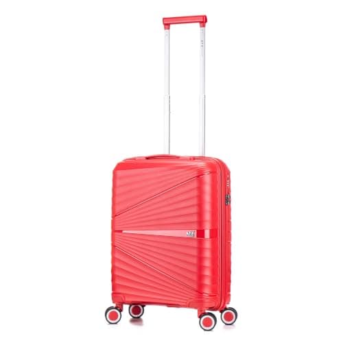 ATX Luggage 55x40x20cm Cabin Suitcase Lightweight Durable Polypropylene Small Suitcase with 4 Dual Spinner Wheels and Built-in TSA Lock (Red, 21 Inches, 44 Liters)