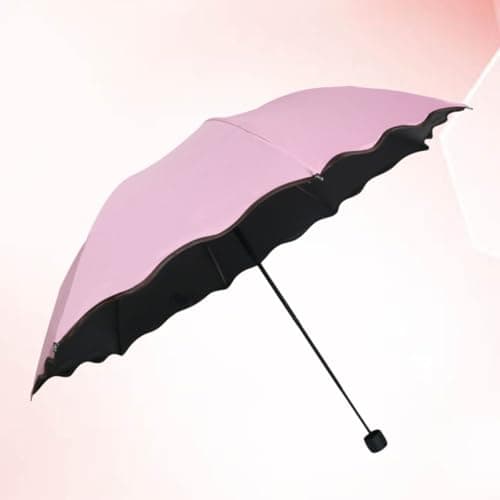 KONTONTY Pink Foldable Sunscreen Umbrella Brim with 8 Ribs, Petal Edge — view 4