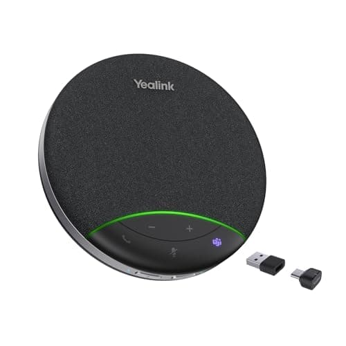Yealink SP92 Office Conference Speaker and Microphone, Portable Bluetooth Speaker with Dongle, AI Noise Cancelling Mic, 20H Call Time, Plug and Play Conference Microphone for Small Meeting Room