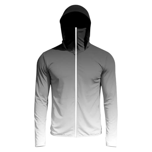 Duohropke Hooded Jacket Men's Sun Protection Sports Jacket Full Zip Windbreaker Running Coat with Thumb Holes UV Shirt Long Sleeve Rash Guard with Mask Travel Hoodie Sun Protection Shirt Training — view 3