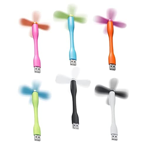 USB Fans Mini 6 Pack Portable Fan Flexible Neck Cooling Fan Quiet Travel Fan Personal Portable Pocket Fan Power Bank Notebook Laptop Computer USB Desk Fan — view 2