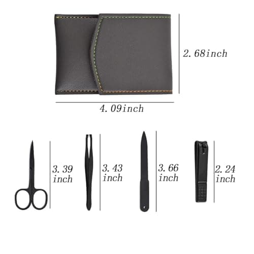 YIUIRUOI Professional Stainless Steel Manicure Pedicure Set - Set of 4 Nail Clipper Tools in Portable Leather Case for Home and Travel. — view 2