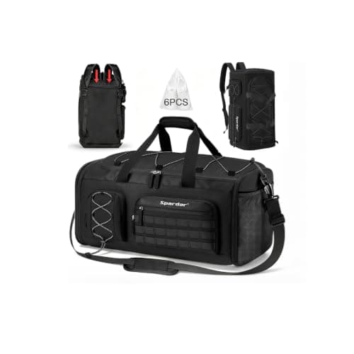 Spardar 4‑in‑1 Gym Bag, 35L Large Sports Duffle Backpack for Men Women, with 6 Shoe Storage Bags, Waterproof Travel Weekend Bag with Wet Dry Pocket & Separate Shoe Compartment, Cabin Carry On Luggage