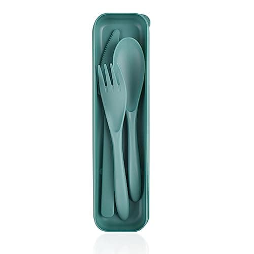 Travel Cutlery Set with Case,Portable Reusable Plastic Knife Fork and Spoon