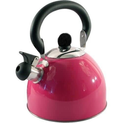 NEW 2.5L Stainless Steel Pink Whistling Kettle Camping Fishing Litre Lightweight Boil | Camping Fishing Hiking | Gas Stove, Electric Stove, Camp FIRE