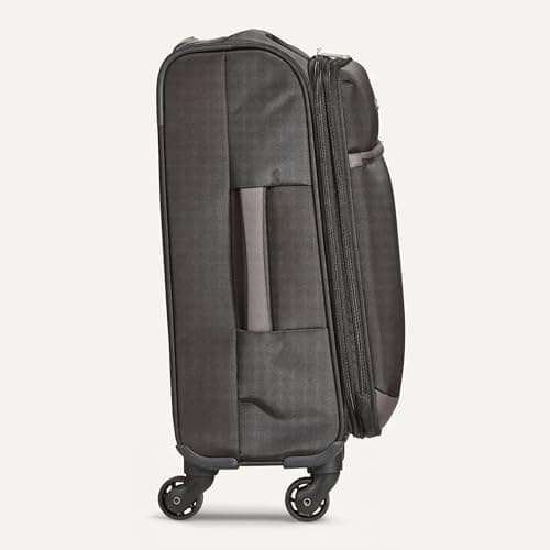 Amazon Basics Luggage, 21" Medium Carry-On Softside Suitcase with Wheels, with Four 360-Degree Multi-Directional Spinner Wheels, Expandable Space, Zippered Pocket and Straps, Telescopic Handle, Black — view 5