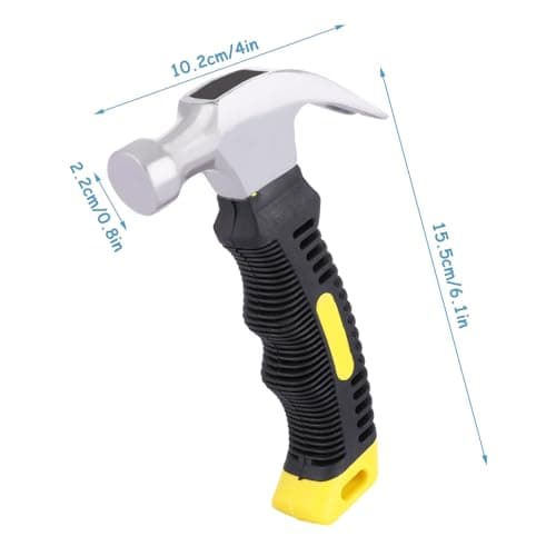 ASelected Stubby Claw Hammer 8 oz Small Hammer with Rubber Handle Mini Camping Hammer for Women Nail Hammer Hammer for Home, DIY, Camping, Tent Stakes — view 2