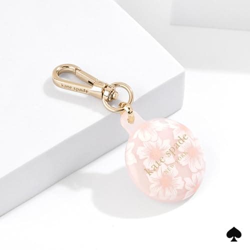 kate spade new york AirTag Holder with Gold Ring Clip - Protective Case for Apple AirTag - Hollyhock Cream — view 6