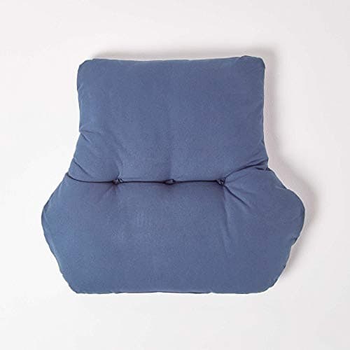 HOMESCAPES Navy Blue Back Support Cushion Thick Lumbar Cushion for Armchair, Desk Chair or Sofa Soft 100% Cotton Orthopaedic Posture Cushion, 15cm Deep — view 3
