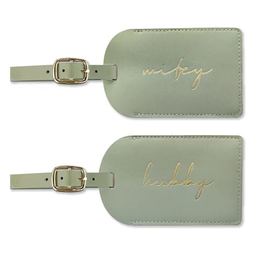 GroomBrideGifts Mr and Mrs Luggage Tags, Bridal Shower Gift, Honeymoon Travel Essentials, B Wife & Hubby, 4 * 3