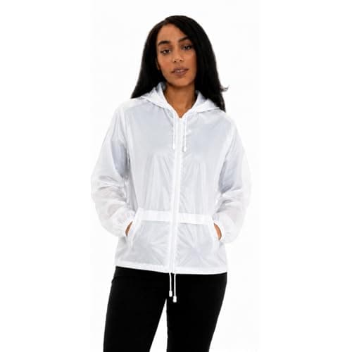 Style It Up Unisex Mens Ladies Water Resistant Plain Raincoat Kagools Jacket Hooded Cagoule (WHITE, M) — view 4