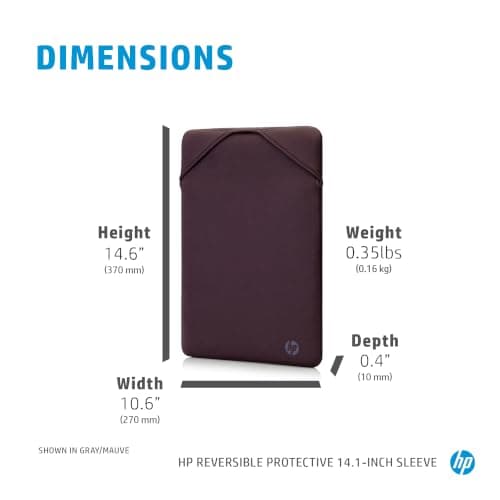 HP 14.1 Inch Grey & Mauve Protective Reversible Laptop Notebook Sleeve Case | Slim | Prevent Scratching | Zip-Free | Compatible With laptops Up To 15.6 Inch Including MacBook, HP Pavilion, Chromebook — view 4