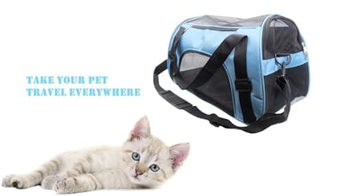 ZvoanSem Pet Carrier Bag,Small Cat Carrier Kitten Puppy little Dog Carrier for Travel Airline Approved Small Animal (Medium, Blue) — view 6
