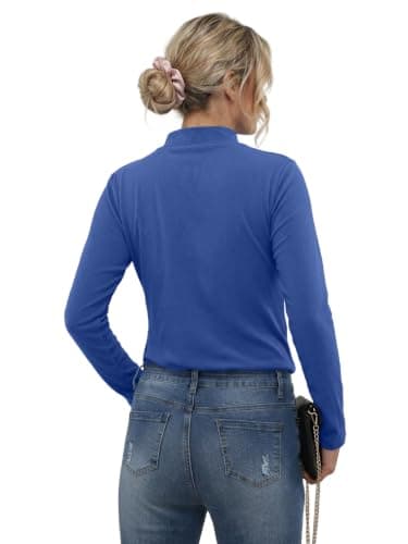 IWOLLENCE Thermal Tops Womens Mock Neck (Royal Blue, M) — view 2