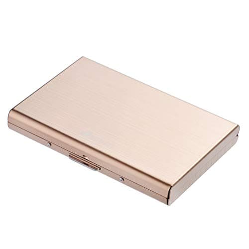 BONSYL® RFID Slim Metal Credit Card Holder Wallet for Ladies and Men,Credit Card Case with 6 Card Slots. (6 Slots-Rose Gold)