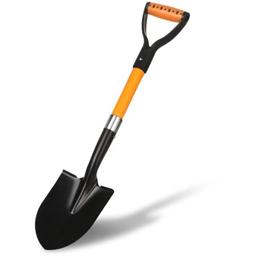 28-Inch Mini Garden Shovel, Fiberglass Handle with D-Grip & Alloy Steel Head for Car Emergency Kit, Beach, Planting & Light Duty Digging