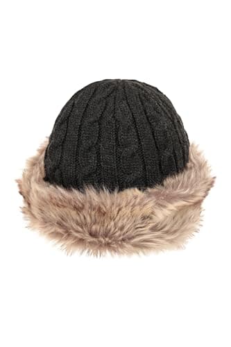 Mountain Warehouse Womens Furry Hat - Faux Fur, Fleece Lined - for Winter Travel Charcoal — view 3