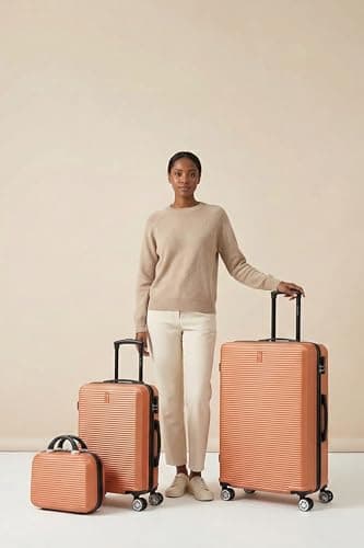 CELIMS - Large Travel Suitcase | Hard Shell | 4 Wheels | Lightweight Checked Luggage 23kg 75cm | Integrated Lock | ABS | Large Size Suitcase | Coral — view 3