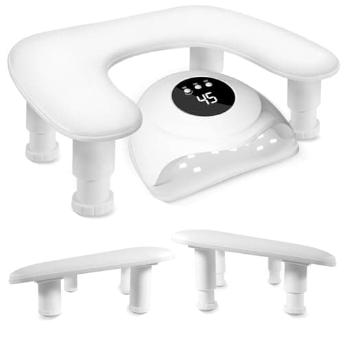 BREEZENEST Nail Arm Rest Manicure Hand Pillow, U-Shaped Nail Arm Rest Cushion with Non-Slip Base for Nail Art, Nail Salon Hand Rest Support Cushion Adjustable Height (White)