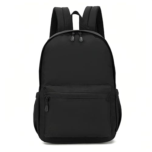 TECPEX Black Backpacks for School Teenager Men and Boys Lightweight Nylon Classic Casual Rucksack for Travel