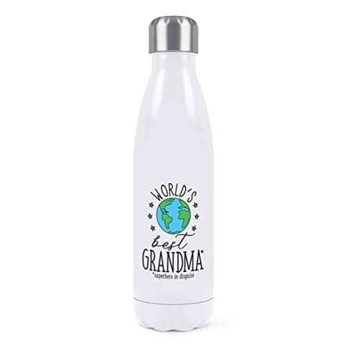 World's Best Grandma Double Wall Water Bottle Insulated Stainless Steel Sports Drinks 500ml White