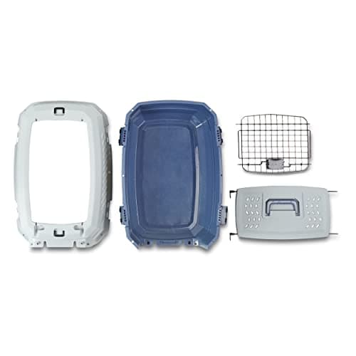Amazon Basics Hard-Sided Cat Carrier, Two-Door Top-Load Pet Dog/Cat Travel Box Carrier, Blue, 58 L x 38 W x 33 H cm — view 6