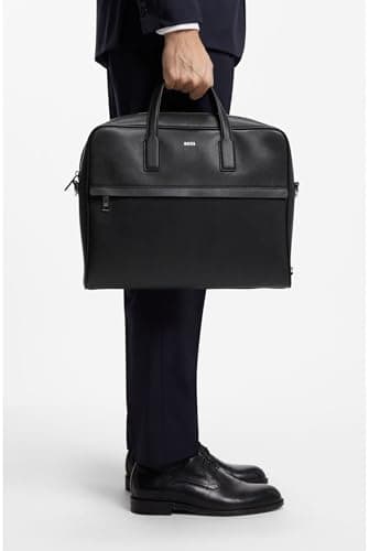 BOSS Mens Zair S doc case Logo-lettering document case in structured leather Size One Size — view 2