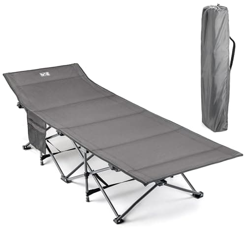 Trail Folding Camping Bed for Adults, Sturdy Heavy Duty Steel, Luxury Duoweave Fabric, Lightweight Guest Sleeping Bed, Fast Easy Set Up, Carry Bag, 110kg Max Weight (L190cm/6.2ft x W67cm x H36/48cm)