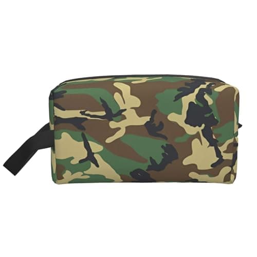Green Military Camo Print Storage Bag - Toiletry Shaving Dopp Kit, Travel Cosmetic Bags, Packing Organizer, Portable Pouch