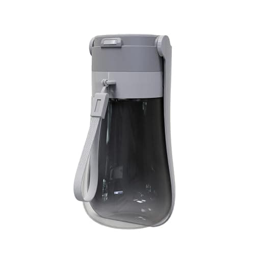Foldable Dog Water Bottle [Grey, 430ml/15oz] Portable Walking Pet Water Dispenser Bowl Accessories Outdoor Hiking Travelling