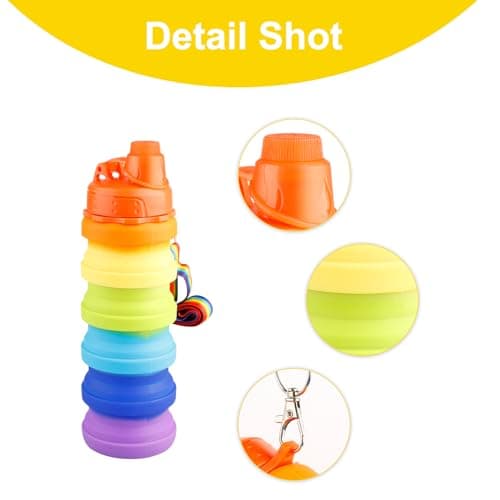 Hopzab Collapsible Water Bottle, 500ml Silicone Reusable Drink Container with Lanyard, Leak-Proof Travel Hydration for Outdoor Adventures and Everyday Use — view 3